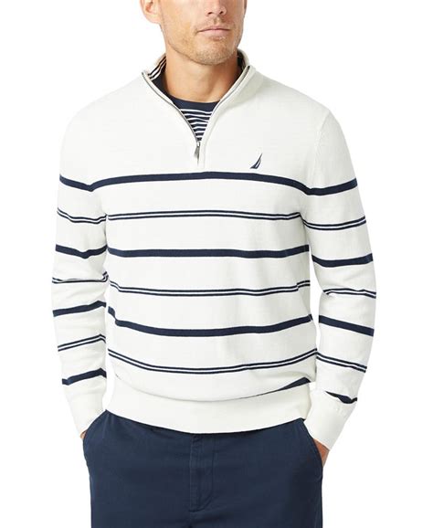 Nautica Mens Navtech Striped Quarter Zip Sweater Macys