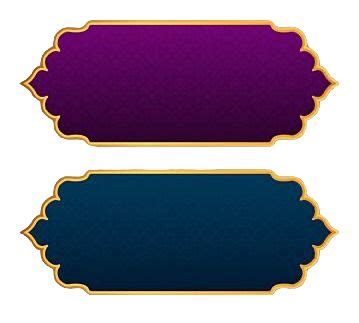 Two Purple And Blue Labels With Gold Trimmings On The Edges Label