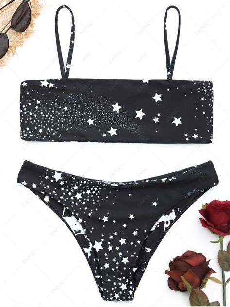 Off Galaxy Print Bikini Set In Black Zaful