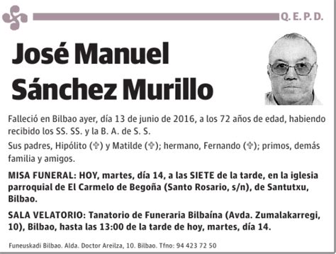 José Manuel Sánchez Murillo Esquela Necrológica El Correo