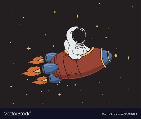 Astronaut Flying In Outer Space On Rocket Vector Image On VectorStock