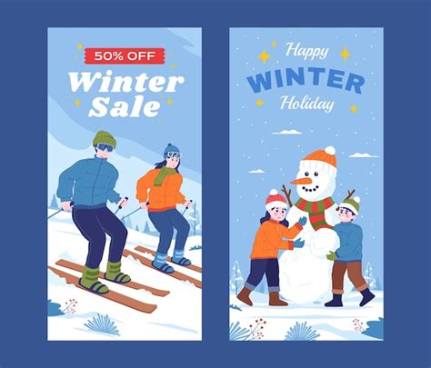 Premium Vector Winter Vertical Banner Collection