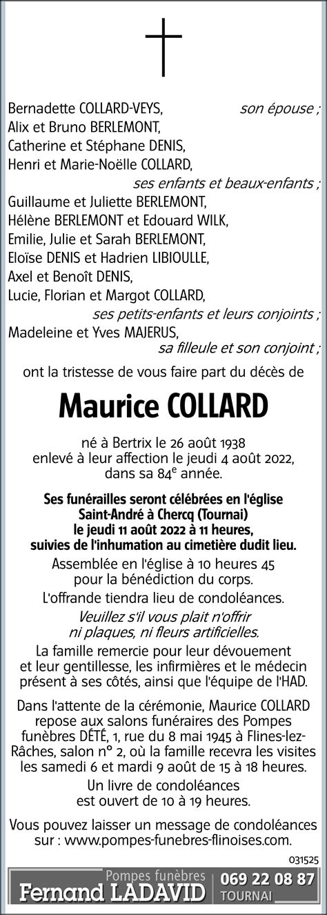 Maurice Collard Avis N Crologique Lavenir Net