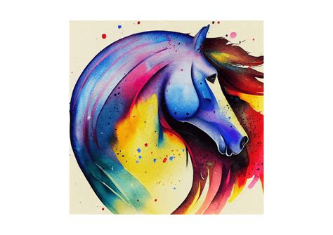 Watercolor Horse, Colorful Painting Graphic by gornidesign · Creative Fabrica