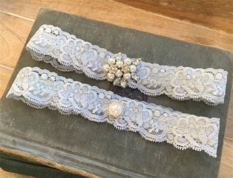 Blue Lace Wedding Garter Set Something Blue Bridal Garter Set Blue