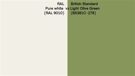 Ral Pure White Ral 9010 Vs British Standard Light Olive Green Bs381c