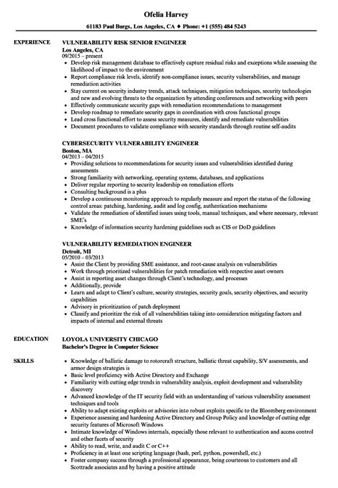 Vulnerability Engineer Resume Samples Velvet Jobs