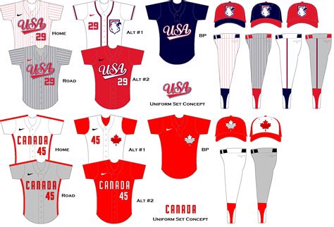 International Baseball Concepts Usa Canada Mlb Uniforms Baseball