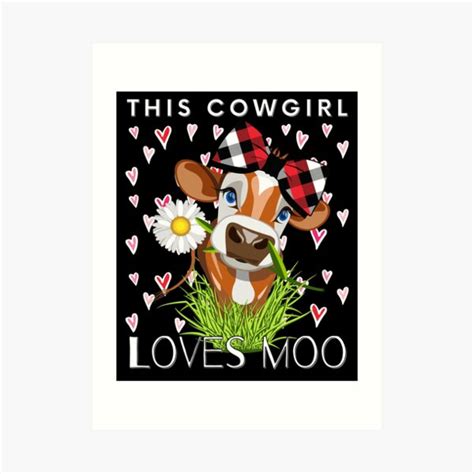 Cow This Cowgirl Loves Moo Funny Cow Pun Funny Valentines Day Art