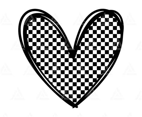 Checkered Heart Svg Checker Pattern Svg Doodle Heart Checkerboard