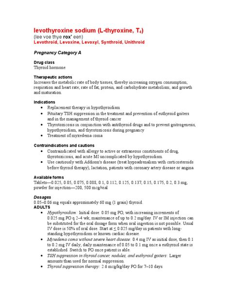 Levothyroxine Sodium Hypothyroidism