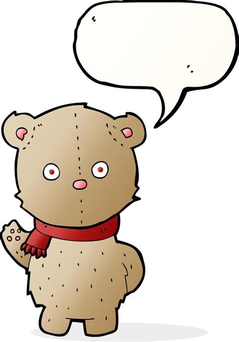 Cartoon Teddy Bear Wearing Scarf With Speech Bubble 12351069 Vector Art