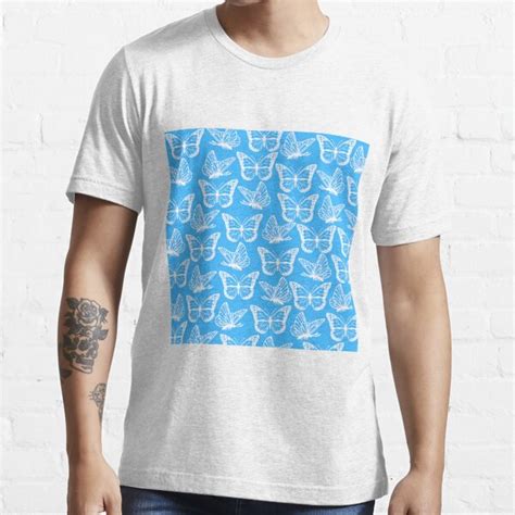 White Butterflies Monarch Butterflies In Light Blue Color T Shirt