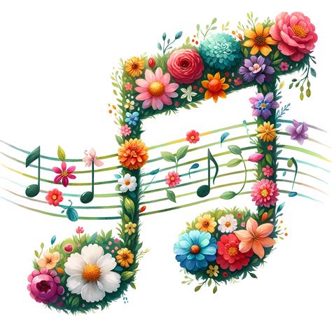 Music Notes Flowers Clipart 12 High Quality Jpgs Floral Music Note