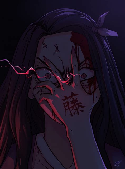 Wallpaper Kamado Nezuko Kimetsu No Yaiba Red Eyes Illustration