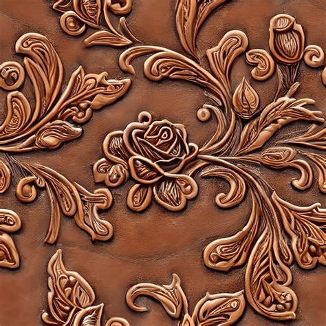 Hyperdetailed Realistic Elegant Tooled Leather Roses And Leaves