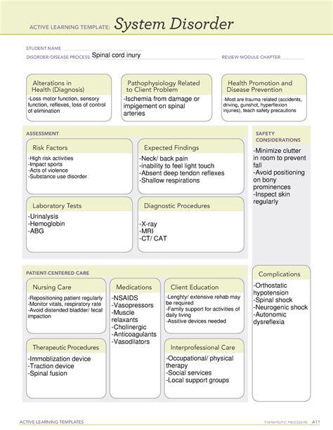 Active Learning Template System Disorder Spinal Cord Injury Active