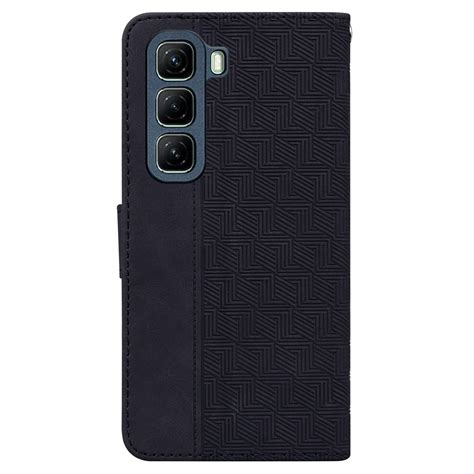 For Infinix Hot G Geometric Embossed Leather Phone Case Black Alexnld