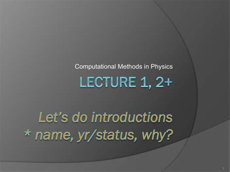 Computational Methods In Physics