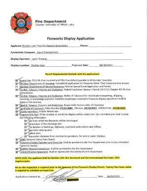 Fillable Online Fire Department Fireworks Display Application Fax Email