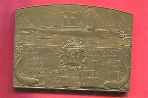 Belgien Belgium Bronze Plakette 1913 Antwerpen A D 50 Jahrfeier Der