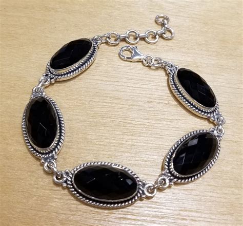 Faceted Black Onyx And Sterling Silver Bracelet Jewelry By Glassando