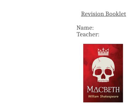 Macbeth Revision Booklet Teaching Resources