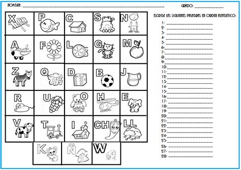 Fichas De Primaria Ficha Del Orden Alfabético