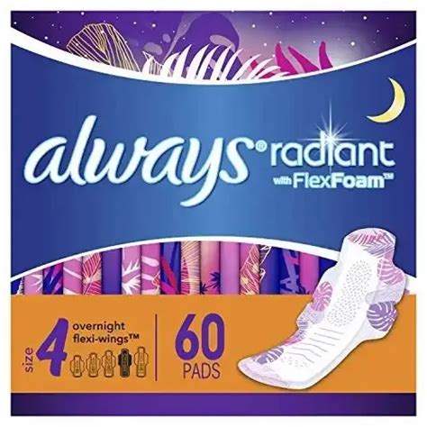 Always Radiant Feminine Pads For Women Size Count Overnight