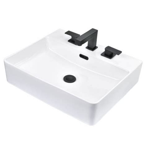 Aquaterior Rectangle Bathroom Sink Ceramic Countertop Basin With Faucet