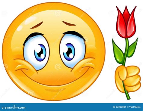 Emoticon With Flower Stock Vector Image 67203081