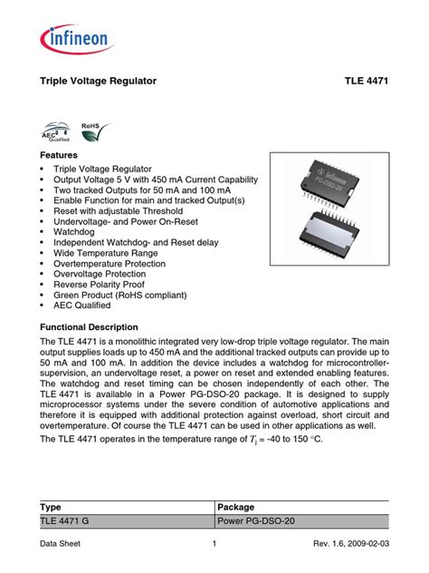 TLE4471 InfineonTechnologiesAG | PDF | Capacitor | Electronics