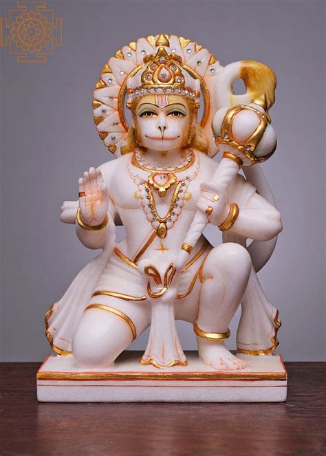 Ashirwad Anjaneya Hanuman Ji Handmade White Marble Hanuman