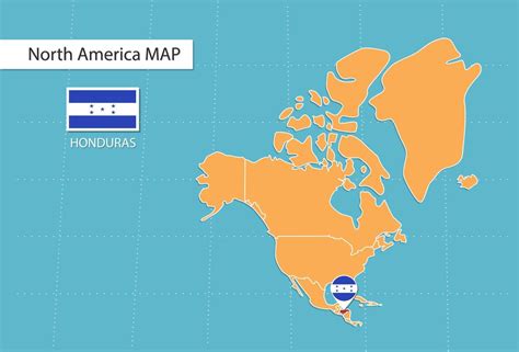 Honduras Map In America Icons Showing Honduras Location And Flags