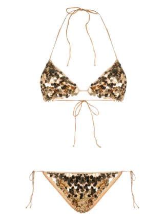 Os Ree Sequin Embellished Triangle Bikini Set Farfetch