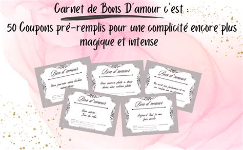 Carnet De Bons Pour Couple 50 Coupons Pré Remplis à Offrir Chéquier Cadeau Pour Amoureux