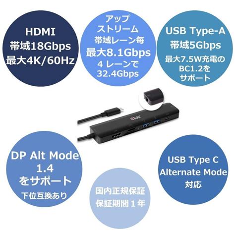 国内正規品 Club3d Usb Type C 7 In 1 Hub To Hdmi 4k60hz Sd Tf Card Slot 2x