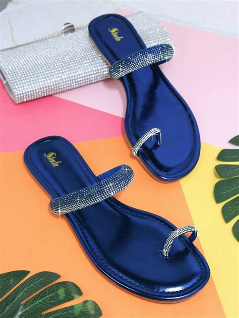 Rhinestone Decor Thong Sandals Shein Usa