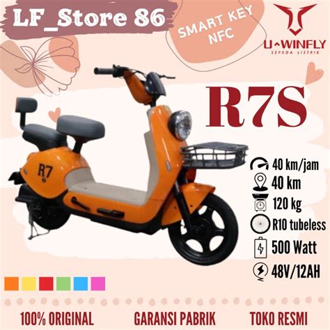 Jual SEPEDA LISTRIK U WINFLY R7S NFC Terbaru Sepeda Listrik Red Fish