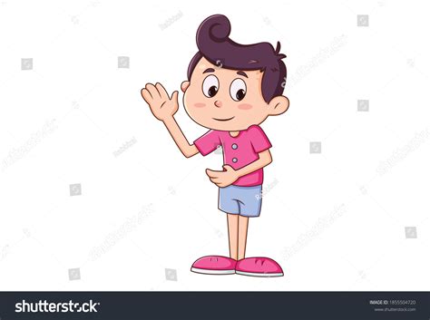 Vector Cartoon Illustration Boy Showing Slap 库存矢量图（免版税）1855504720