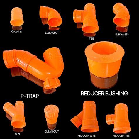 Pvc Orange Fittings Pipe Elbow Tee Wye Coupling Cleanout For