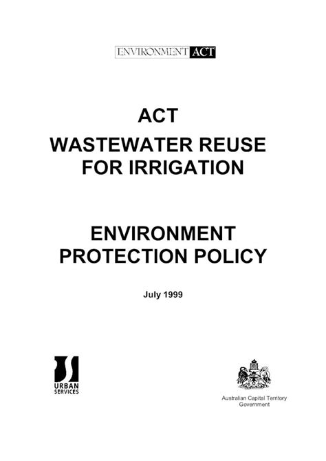 Pdf Act Wastewater Reuse For Irrigation Environment Wastewater