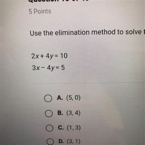 Use The Elimination Method To Solve The System Of Equations Brainly