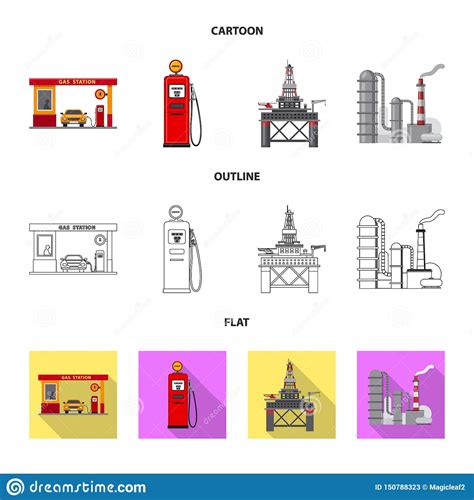 Illustration De Vecteur De Symbole De P Trole Et De Gaz Collection De