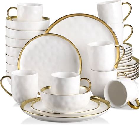 Serviesset Porseleinen Servies Set Met Gouden Rand Dessert Bord