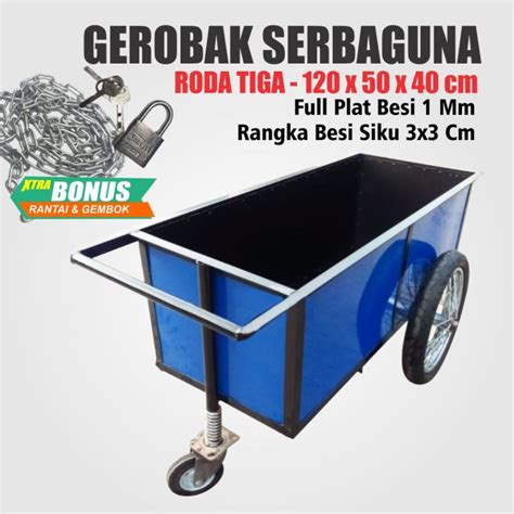 Gerobak Barang Serbaguna Full Plat 1mm Ukuran P 120 L 50 T 40 Cm