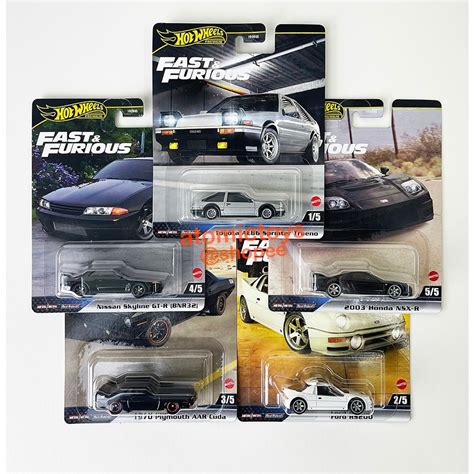 Hot Wheels Toyota AE Sprinter Trueno Nissan Skyline R Honda NSX R Fast Furious Dash E Set