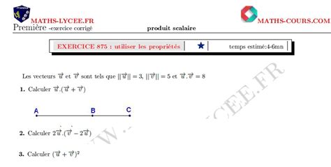 MATHS LYCEE FR exercice corrigé maths première spécialité Calculs avec