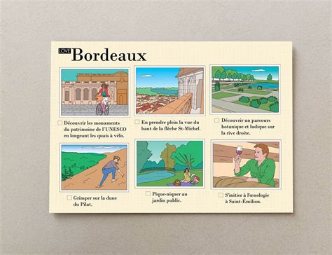 Cartes postales illustrées Bordeaux La papeterie assortie WanderWorld