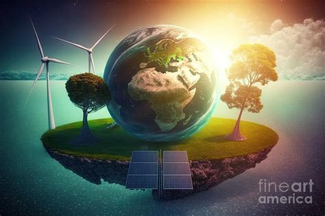 Wind And Solar Renewable Green Energy Digital Art By Benny Marty Fine